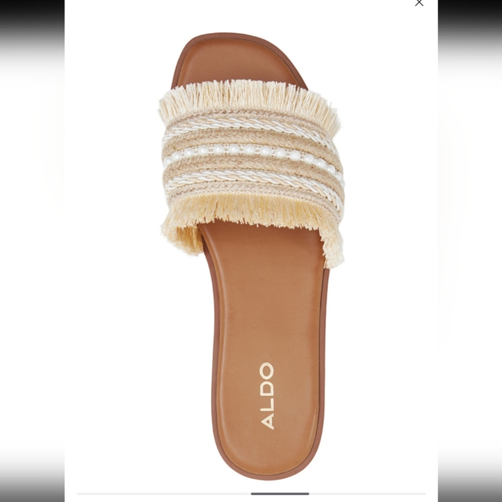ALDO Women's Tan Fringe Slide Sandals - Picture 5 of 6